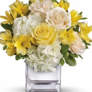 Square Vase with Yellow Flowers